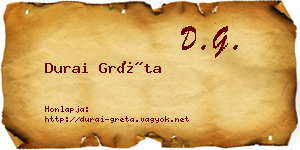 Durai Gréta névjegykártya